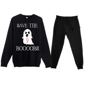 Save The Boooobs Breast Cancer Halloween Ghost Premium Crewneck Sweatsuit Set