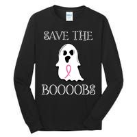 Save The Boooobs Breast Cancer Halloween Ghost Tall Long Sleeve T-Shirt