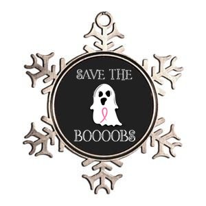 Save The Boooobs Breast Cancer Halloween Ghost Metallic Star Ornament