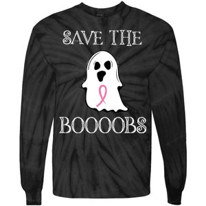 Save The Boooobs Breast Cancer Halloween Ghost Tie-Dye Long Sleeve Shirt