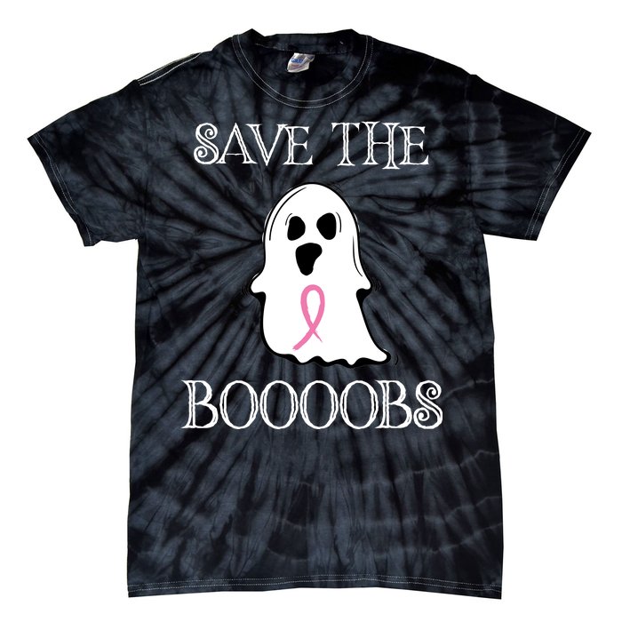 Save The Boooobs Breast Cancer Halloween Ghost Tie-Dye T-Shirt