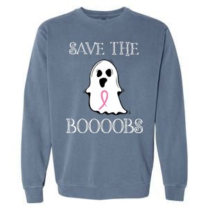 Save The Boooobs Breast Cancer Halloween Ghost Garment-Dyed Sweatshirt