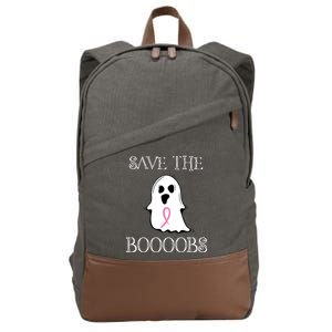 Save The Boooobs Breast Cancer Halloween Ghost Cotton Canvas Backpack