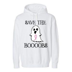 Save The Boooobs Breast Cancer Halloween Ghost Garment-Dyed Fleece Hoodie