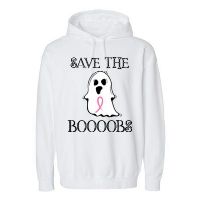 Save The Boooobs Breast Cancer Halloween Ghost Garment-Dyed Fleece Hoodie