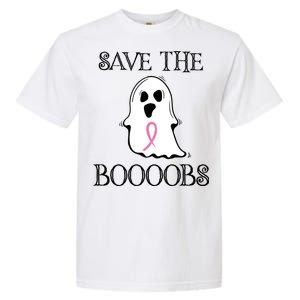 Save The Boooobs Breast Cancer Halloween Ghost Garment-Dyed Heavyweight T-Shirt