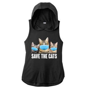 Save The Cats Face Mask Pandemic Ladies PosiCharge Tri-Blend Wicking Draft Hoodie Tank