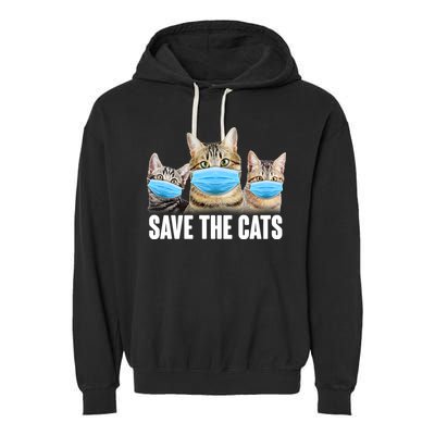 Save The Cats Face Mask Pandemic Garment-Dyed Fleece Hoodie
