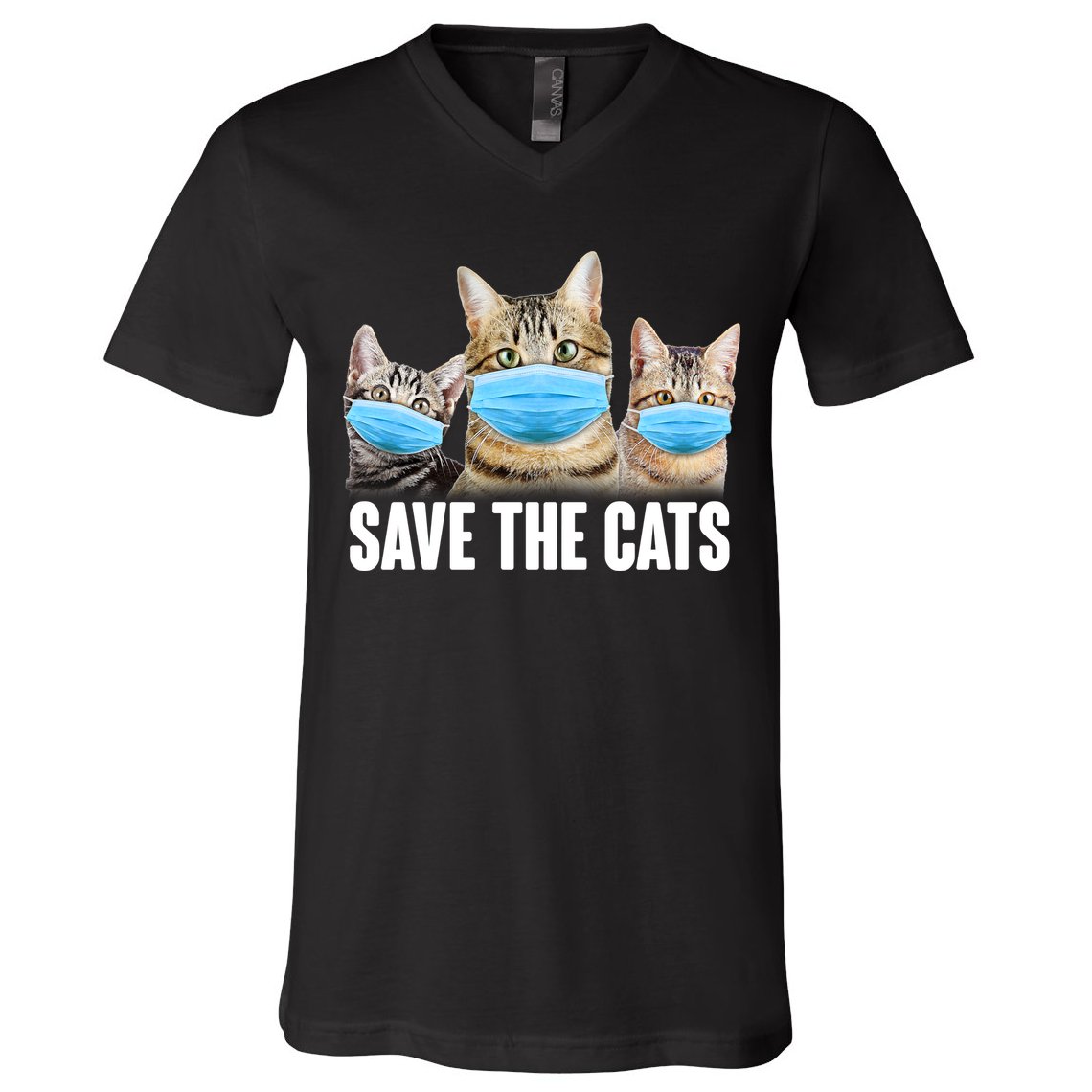 Save The Cats Face Mask Pandemic V-Neck T-Shirt