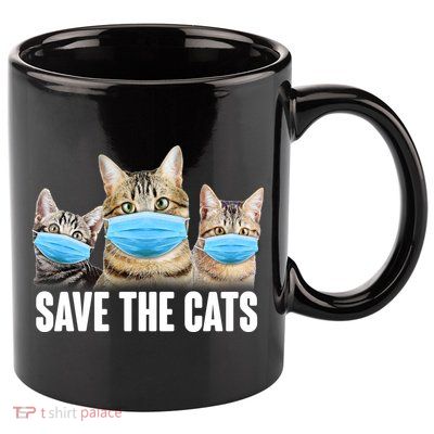 Save The Cats Face Mask Pandemic 11oz C Handle Ceramic Mug