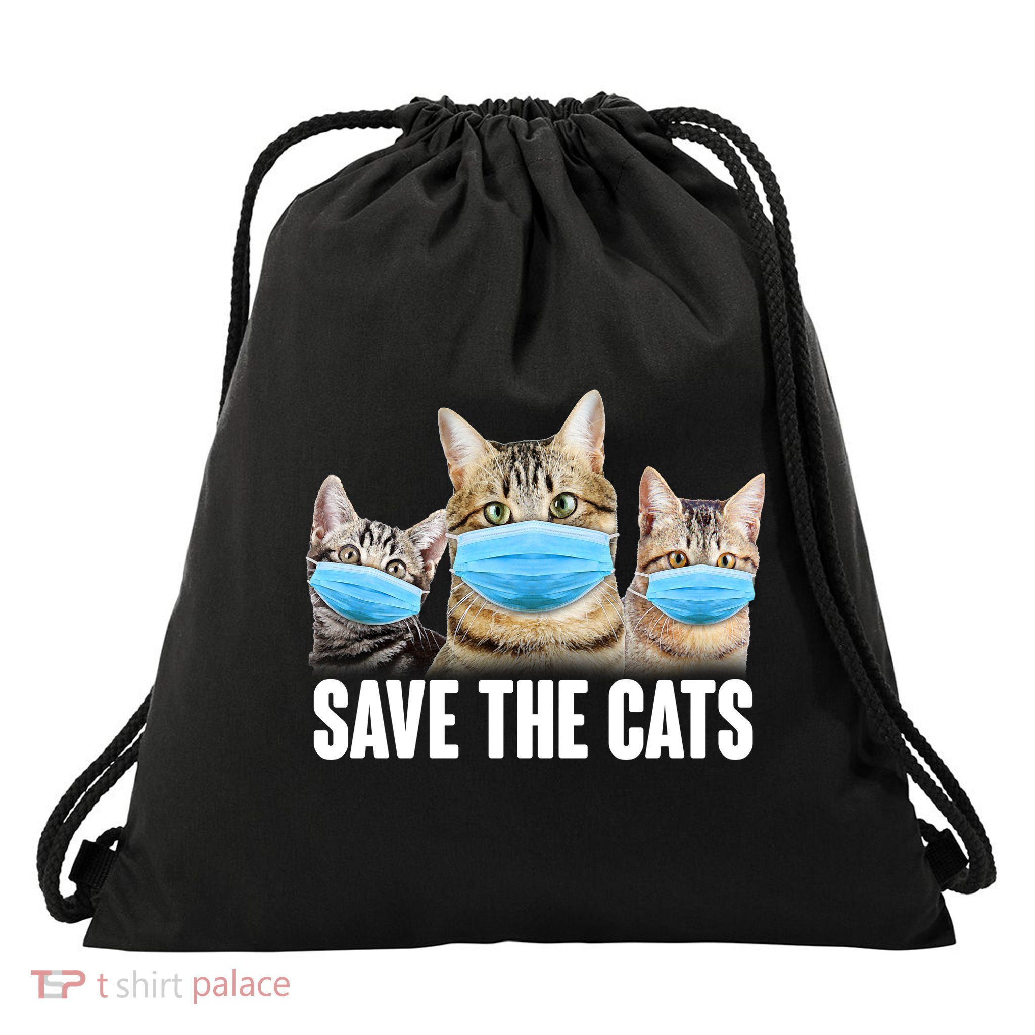 Save The Cats Face Mask Pandemic Drawstring Bag