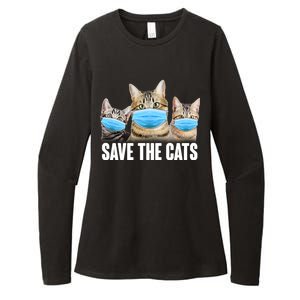 Save The Cats Face Mask Pandemic Womens CVC Long Sleeve Shirt