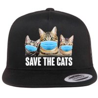 Save The Cats Face Mask Pandemic Flat Bill Trucker Hat