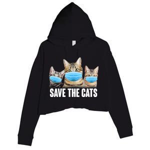 Save The Cats Face Mask Pandemic Crop Fleece Hoodie