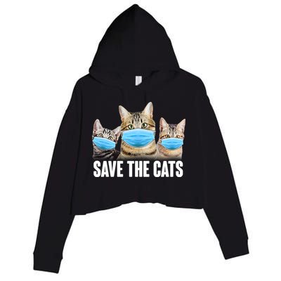 Save The Cats Face Mask Pandemic Crop Fleece Hoodie