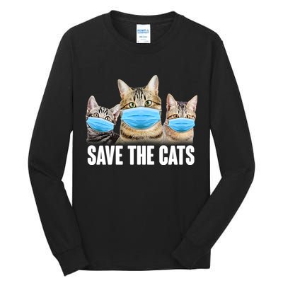 Save The Cats Face Mask Pandemic Tall Long Sleeve T-Shirt