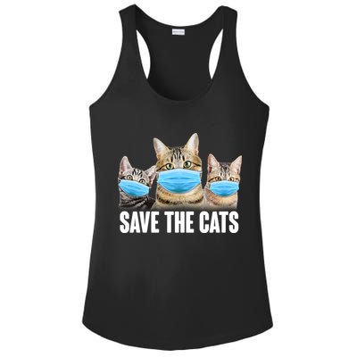 Save The Cats Face Mask Pandemic Ladies PosiCharge Competitor Racerback Tank