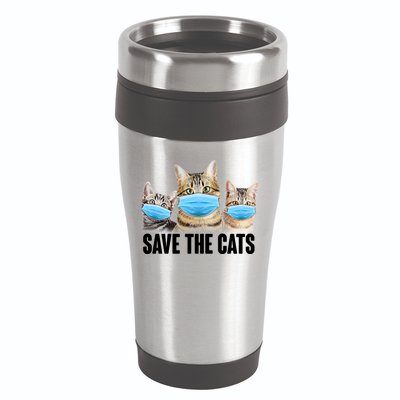 Save The Cats Face Mask Pandemic 16oz Travel Tumbler