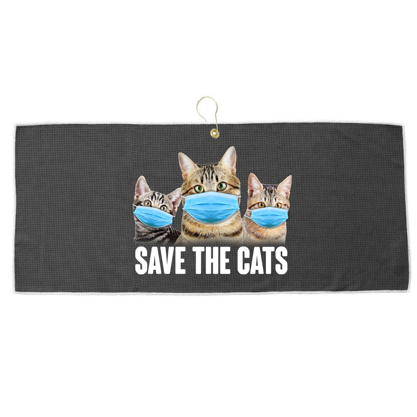Save The Cats Face Mask Pandemic Large Microfiber Waffle Golf Towel