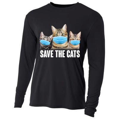 Save The Cats Face Mask Pandemic Cooling Performance Long Sleeve Crew