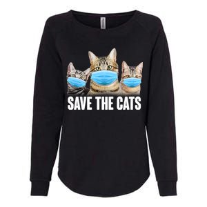 Save The Cats Face Mask Pandemic Womens California Wash Sweatshirt