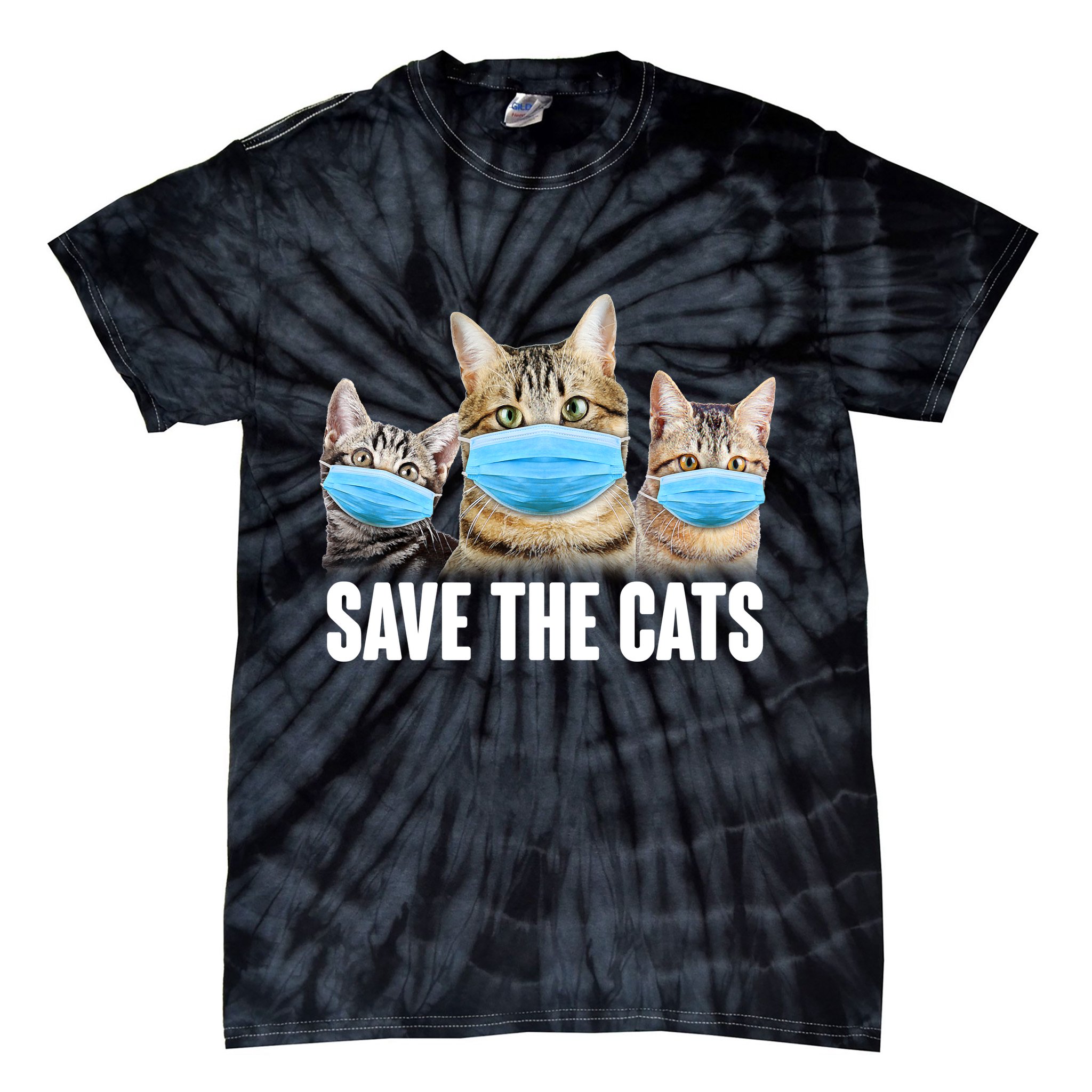 Save The Cats Face Mask Pandemic Tie-Dye T-Shirt