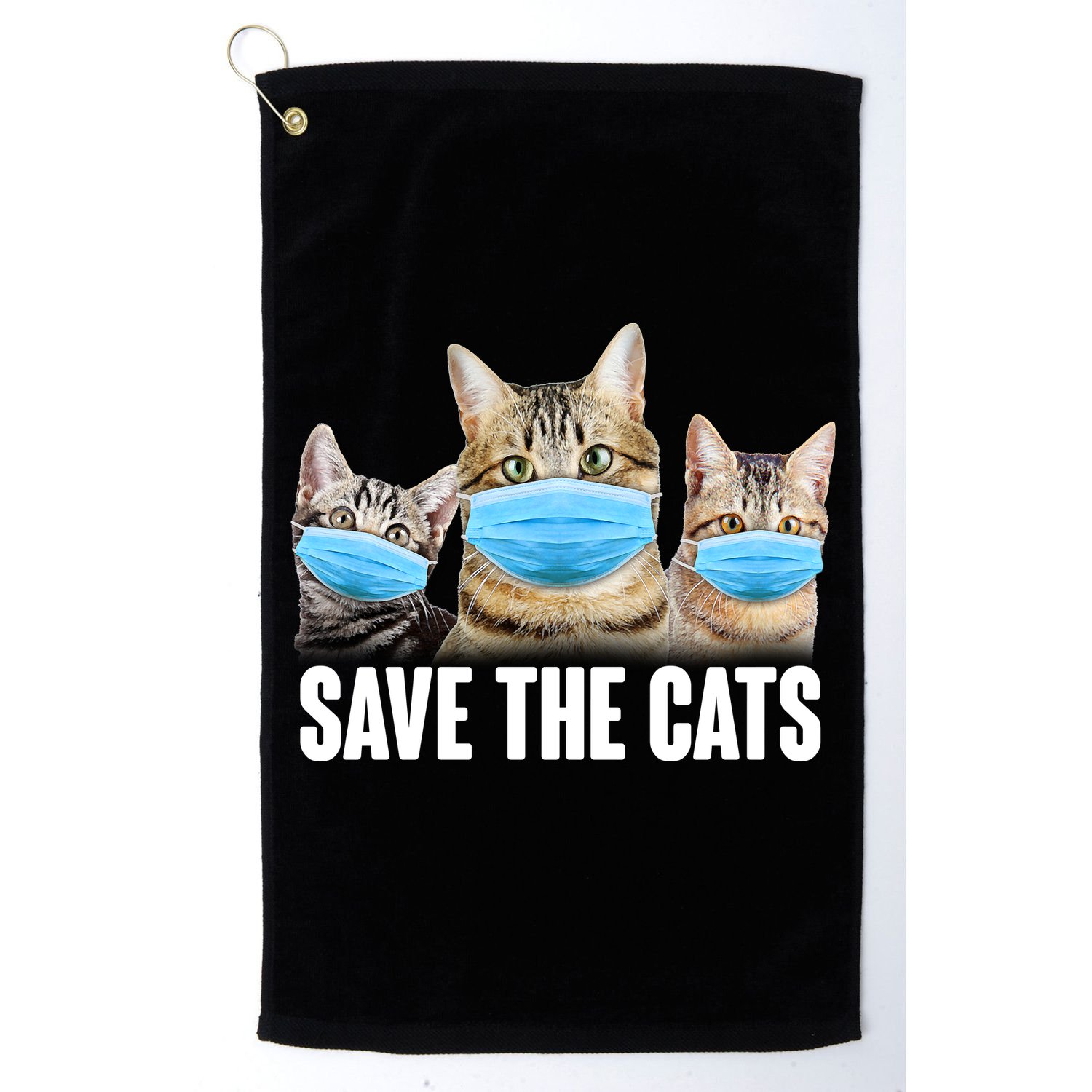 Save The Cats Face Mask Pandemic Golf Towel