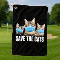 Save The Cats Face Mask Pandemic Golf Towel