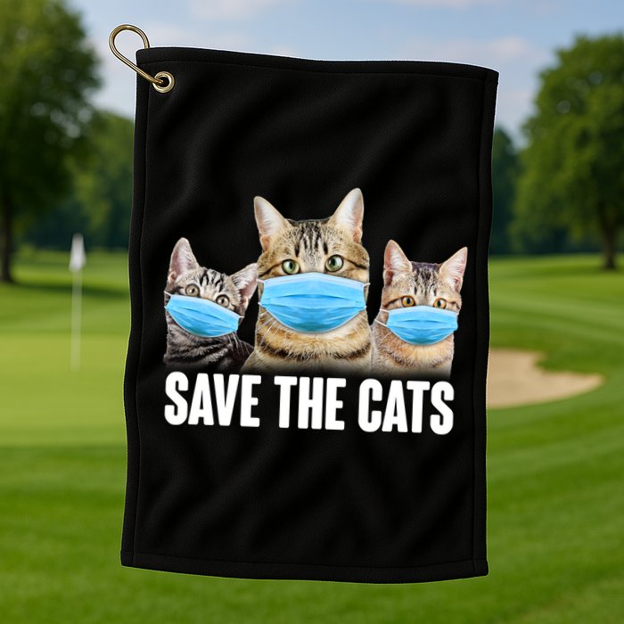 Save The Cats Face Mask Pandemic Golf Towel