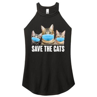 Save The Cats Face Mask Pandemic Women's Perfect Tri Rocker Tank