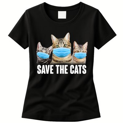Save The Cats Face Mask Pandemic Womens T-Shirt
