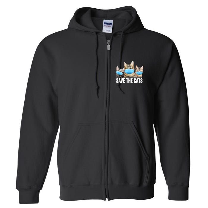 Save The Cats Face Mask Pandemic Full Zip Hoodie
