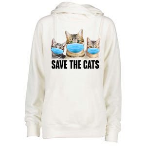 Save The Cats Face Mask Pandemic Womens Funnel Neck Pullover Hood