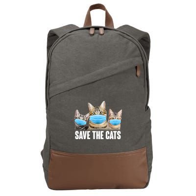 Save The Cats Face Mask Pandemic Cotton Canvas Backpack
