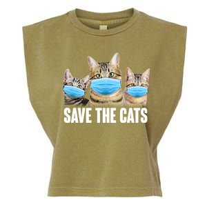 Save The Cats Face Mask Pandemic Garment-Dyed Women's Muscle Tee