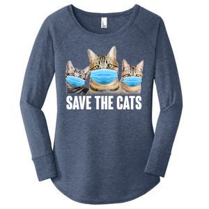 Save The Cats Face Mask Pandemic Women's Perfect Tri Tunic Long Sleeve Shirt