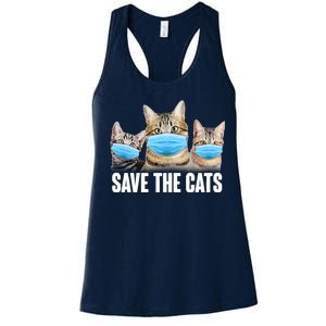 Save The Cats Face Mask Pandemic Women's Racerback Tank