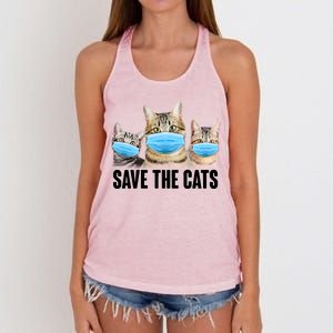 Save The Cats Face Mask Pandemic Women's Knotted Racerback Tank