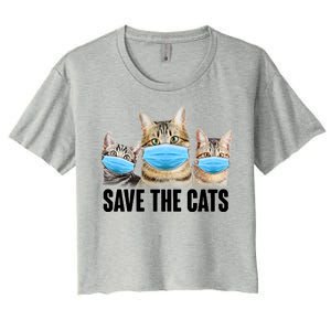 Save The Cats Face Mask Pandemic Women's Crop Top Tee