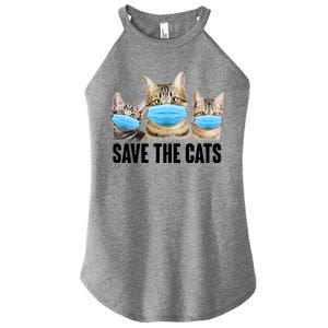 Save The Cats Face Mask Pandemic Women's Perfect Tri Rocker Tank