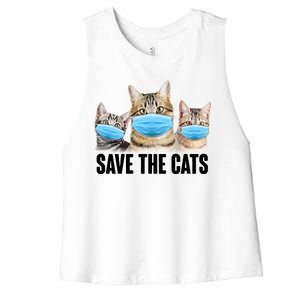 Save The Cats Face Mask Pandemic Women's Racerback Cropped Tank