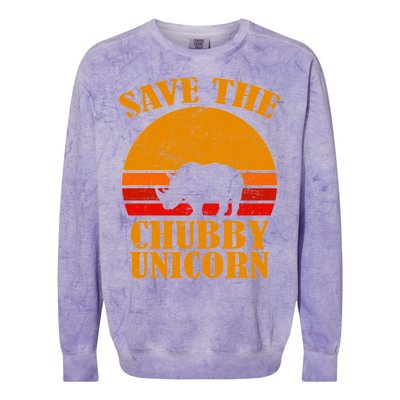 Save The Chubby Unicorn Distressed Sun Colorblast Crewneck Sweatshirt