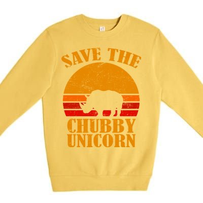 Save The Chubby Unicorn Distressed Sun Premium Crewneck Sweatshirt