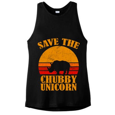 Save The Chubby Unicorn Distressed Sun Ladies PosiCharge Tri-Blend Wicking Tank