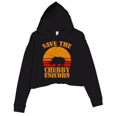 Save The Chubby Unicorn Distressed Sun Crop Fleece Hoodie