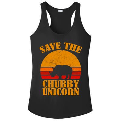 Save The Chubby Unicorn Distressed Sun Ladies PosiCharge Competitor Racerback Tank