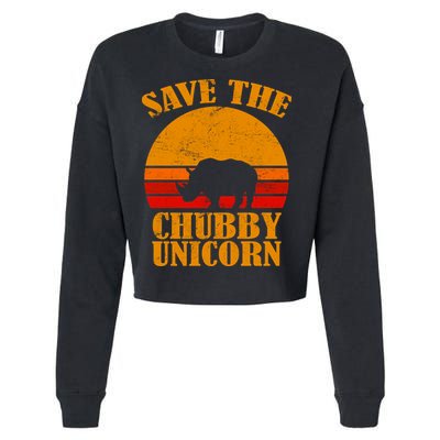 Save The Chubby Unicorn Distressed Sun Cropped Pullover Crew