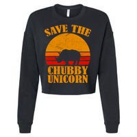 Save The Chubby Unicorn Distressed Sun Cropped Pullover Crew