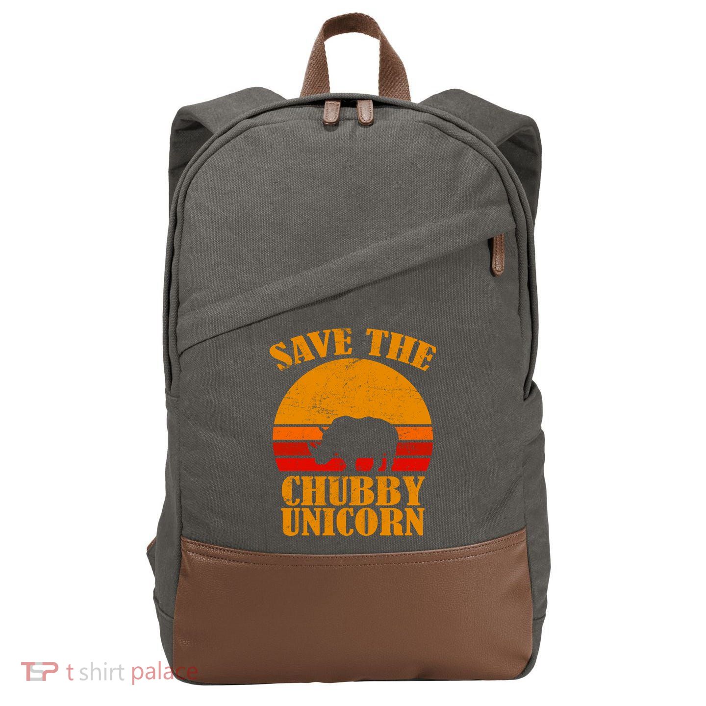 Save The Chubby Unicorn Distressed Sun Cotton Canvas Backpack