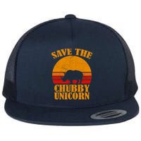 Save The Chubby Unicorn Distressed Sun Flat Bill Trucker Hat